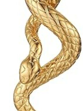NEW Gold Tone Jewelry Stainless Steel Animal Snake Pendant Chain Necklace